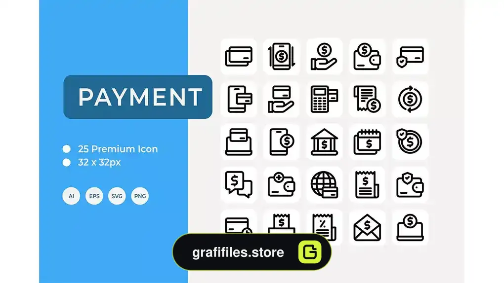 دانلود 25 آیکون پرداخت Payment Icon Set