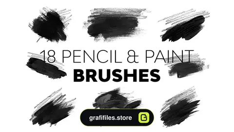 دانلود 18 براش مداد فتوشاپ Pencil & Paint Brushes