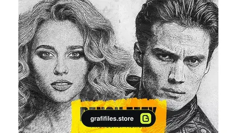 اکشن فتوشاپ تبدیل عکس به نقاشی با مداد