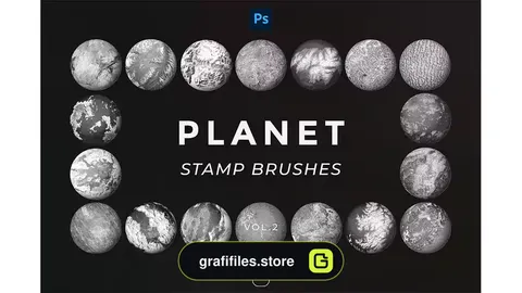 دانلود 16 براش فتوشاپ سیاره Planet Stamp Brushes Vol.2