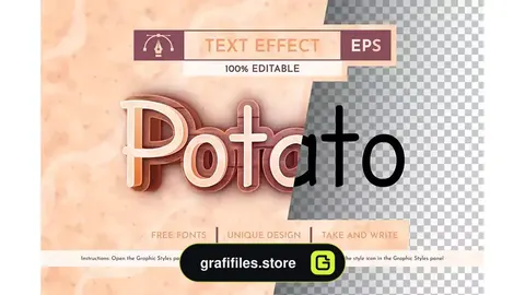 افکت متن Potato - Editable Text Effect, Font Style