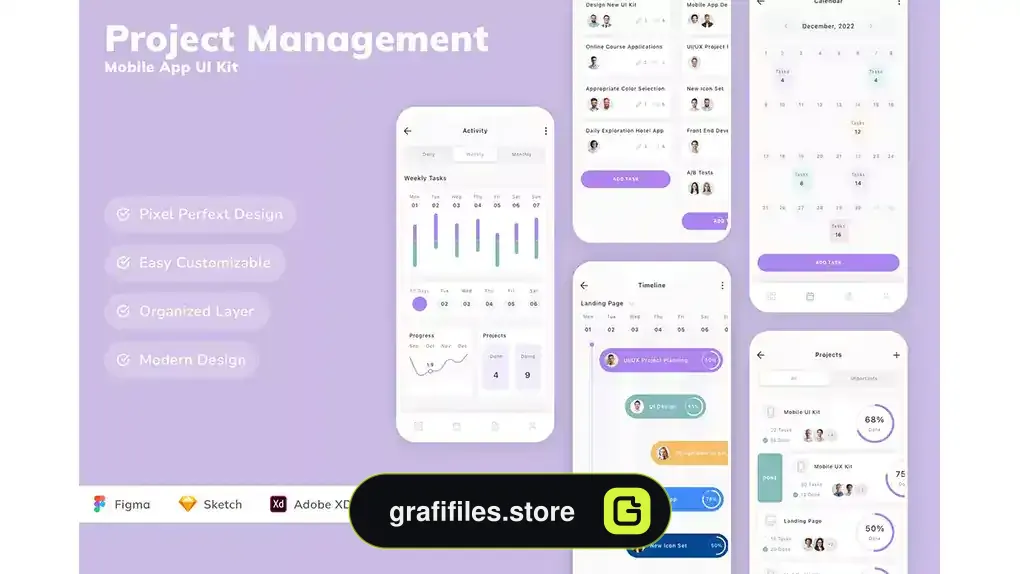 رابط کاربری اپلیکیشن مدیریت پروژه