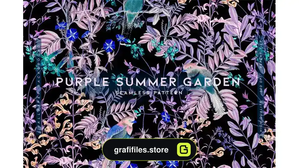 پترن گل های بنفش Purple Summer Garden