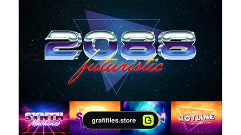 افکت متن رترو Retrowave Text Effects Collection