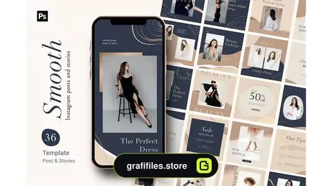 طرح لایه باز پست و استوری اینستاگرام Smooth Template