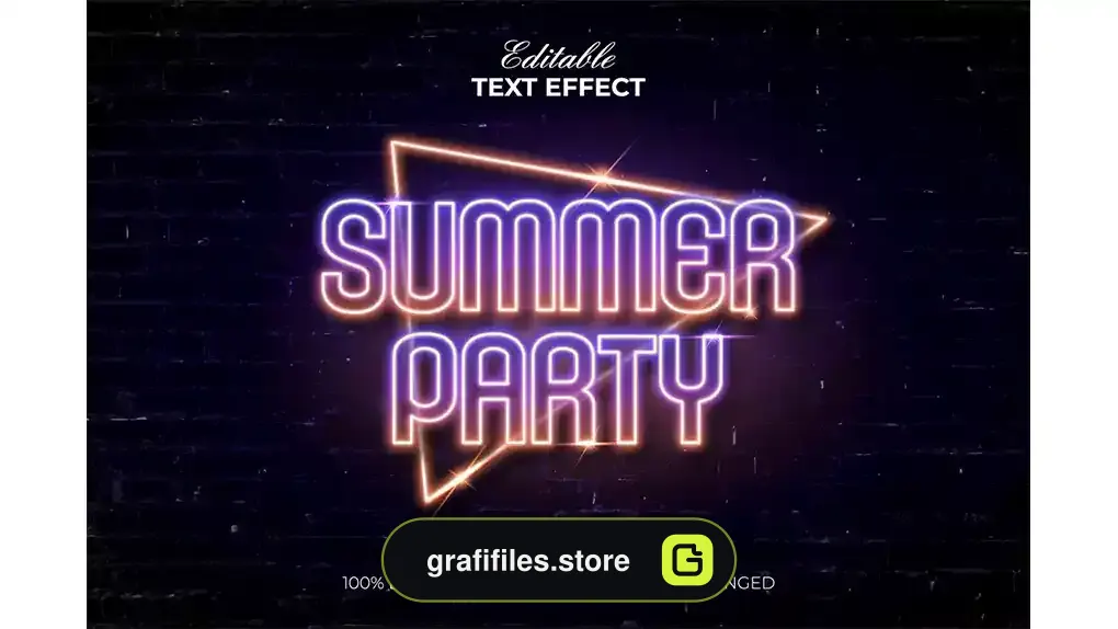 افکت متن نئونی Summer Party Text Effect Neon Style