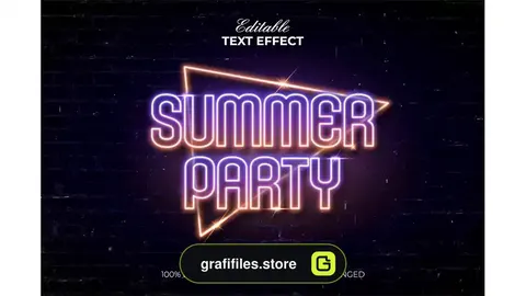 افکت متن نئونی Summer Party Text Effect Neon Style