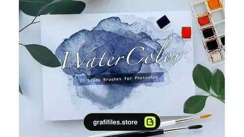 دانلود 77 براش آبرنگ فتوشاپ WaterColor Stamp Brushes