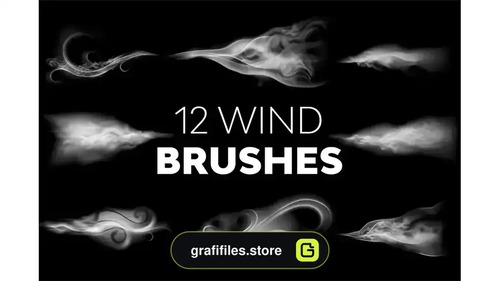 دانلود 12 براش باد فتوشاپ Wind Brushes