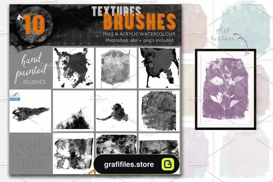 براش جوهر فتوشاپ Textures Brushes- Inks & Acrylics - 1