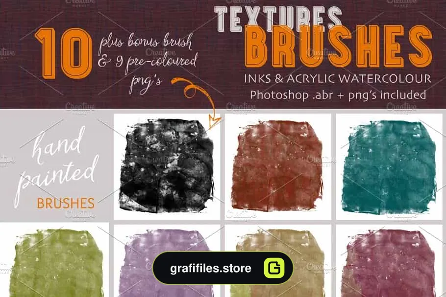 براش جوهر فتوشاپ Textures Brushes- Inks & Acrylics - 3