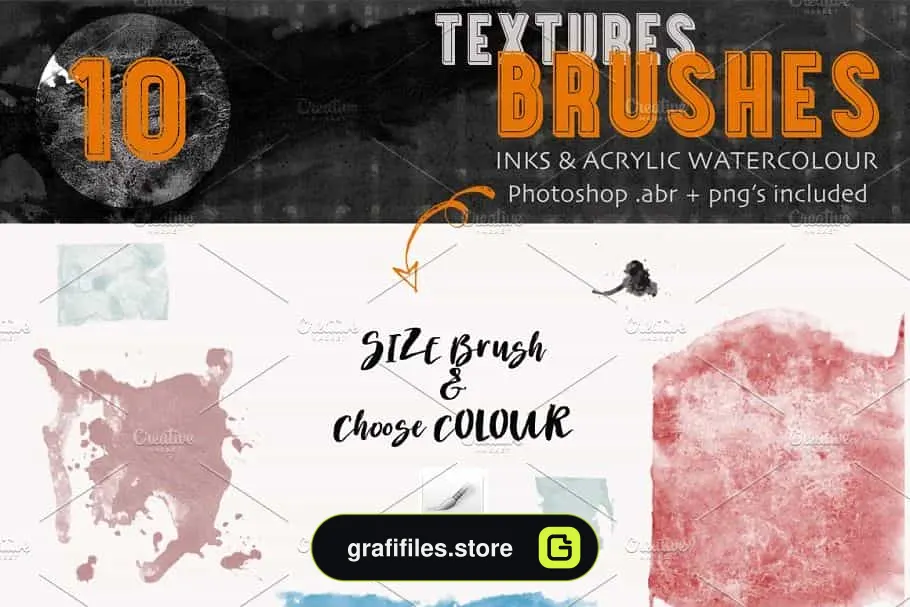 براش جوهر فتوشاپ Textures Brushes- Inks & Acrylics - 5