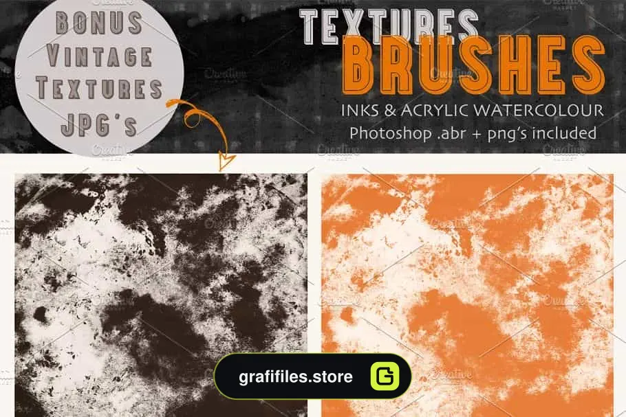 براش جوهر فتوشاپ Textures Brushes- Inks & Acrylics - 7