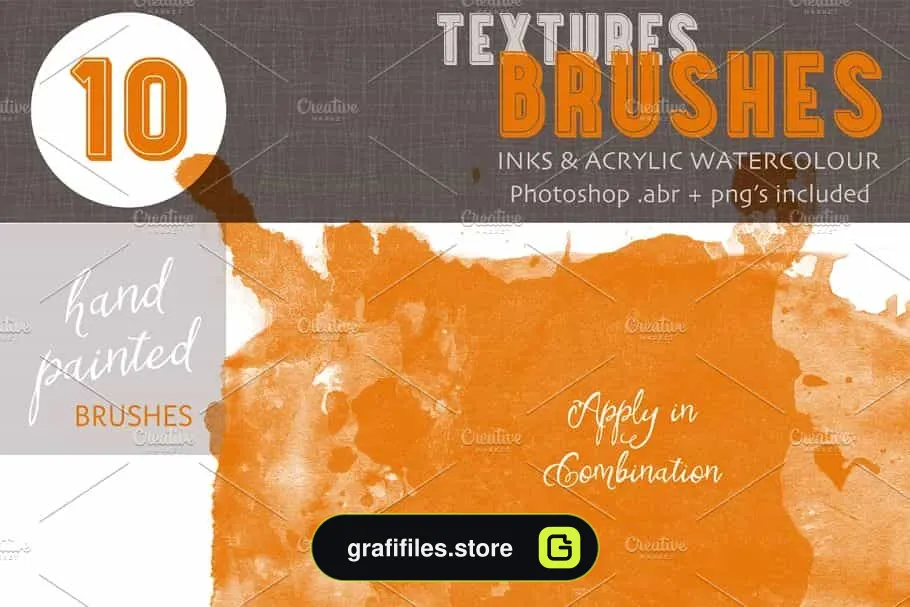 براش جوهر فتوشاپ Textures Brushes- Inks & Acrylics - 9