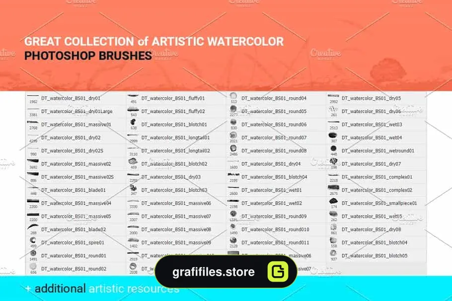 براش آبرنگ فتوشاپ Watercolor art brushes for Photoshop - 1