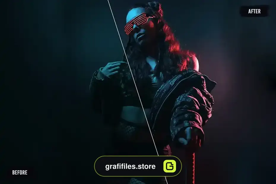 پریست اصلاح رنگ سایبرپانک Cyberpunk LUTs Pack - 9