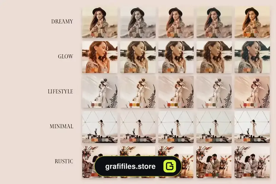 دانلود پریست رنگی بوهمین Bohemian Vibe Lightroom Presets and LUTs - 6 پریست رنگی بوهمین - 5