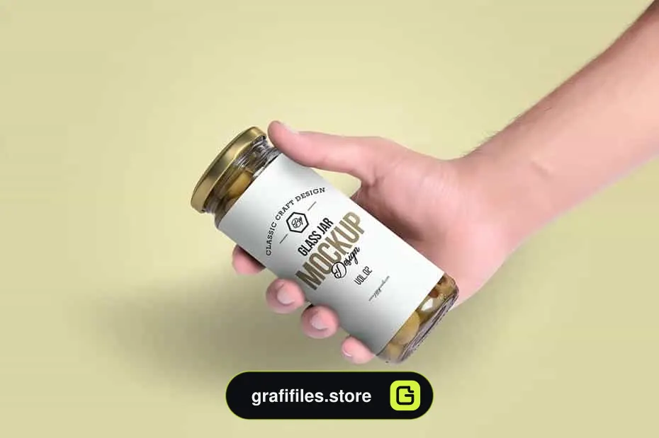 موکاپ شیشه زیتون Olives Glass Jar Mockups