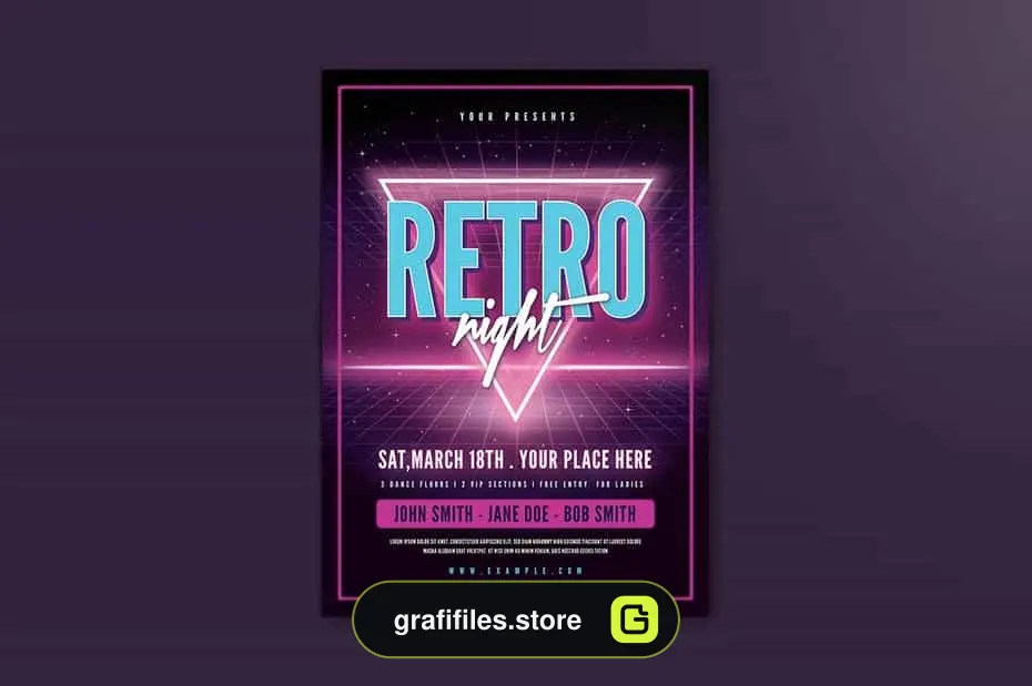 طرح لایه باز تراکت 80s Retro Flyer