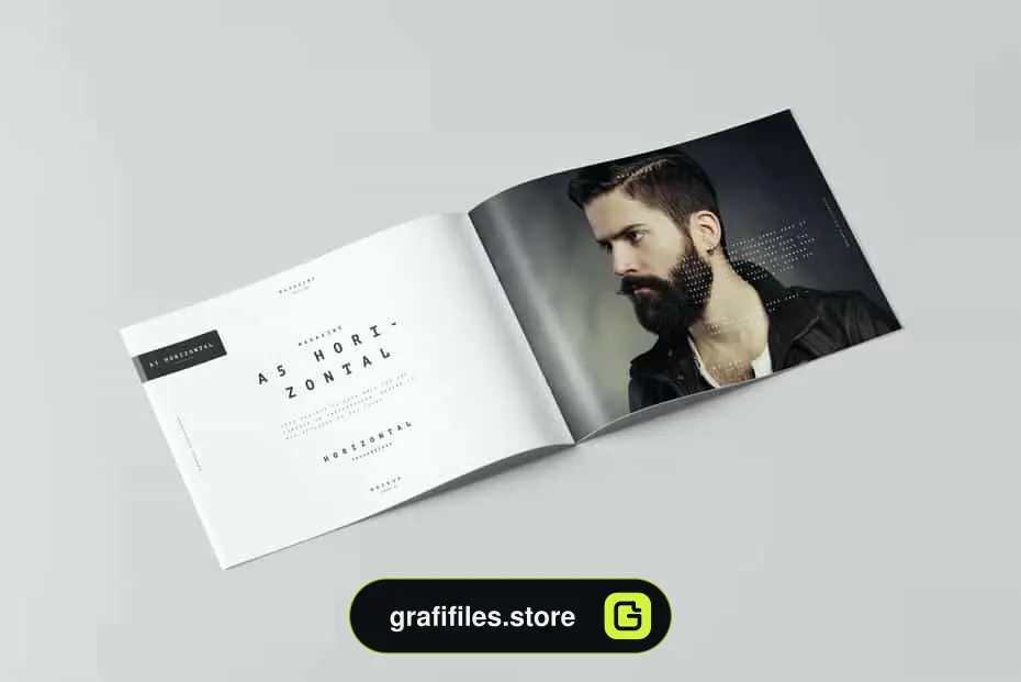 موکاپ بروشور A5 Horiozontal Brochure Mock-up