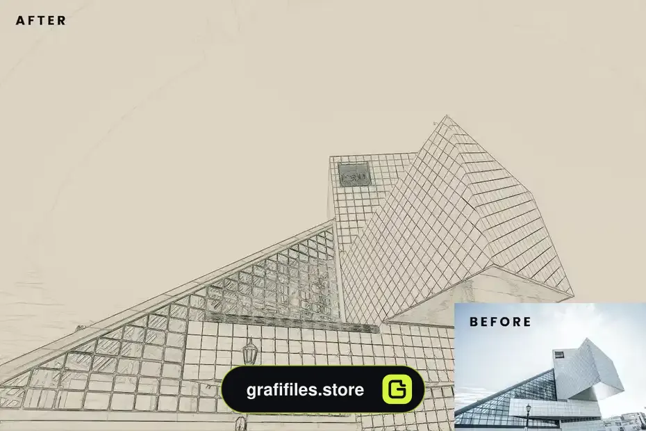 دانلود اکشن فتوشاپ تبدیل عکس به اسکیس معماری Architecture Sketch Photoshop Action - 2 دانلود اکشن فتوشاپ تبدیل عکس به اسکیس معماری - 1