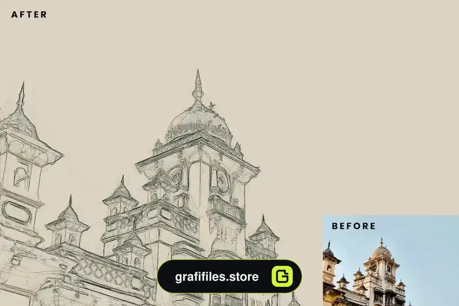 دانلود اکشن فتوشاپ تبدیل عکس به اسکیس معماری Architecture Sketch Photoshop Action - 4 دانلود اکشن فتوشاپ تبدیل عکس به اسکیس معماری - 3