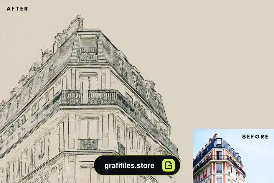 دانلود اکشن فتوشاپ تبدیل عکس به اسکیس معماری Architecture Sketch Photoshop Action - 8 دانلود اکشن فتوشاپ تبدیل عکس به اسکیس معماری - 7