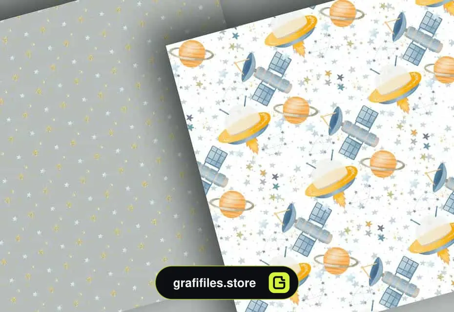 دانلود بک گراند کاغذ دیجیتال فضانورد Astronaut digital paper pack - 8 بک گراند کاغذ دیجیتال فضانورد - 7