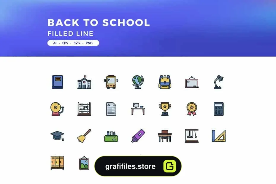 آیکون مدرسه Back to School Icons - 1