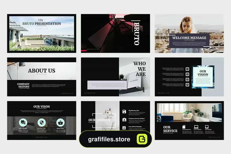 قالب پاورپوینت Brutto Real Estate Powerpoint Template