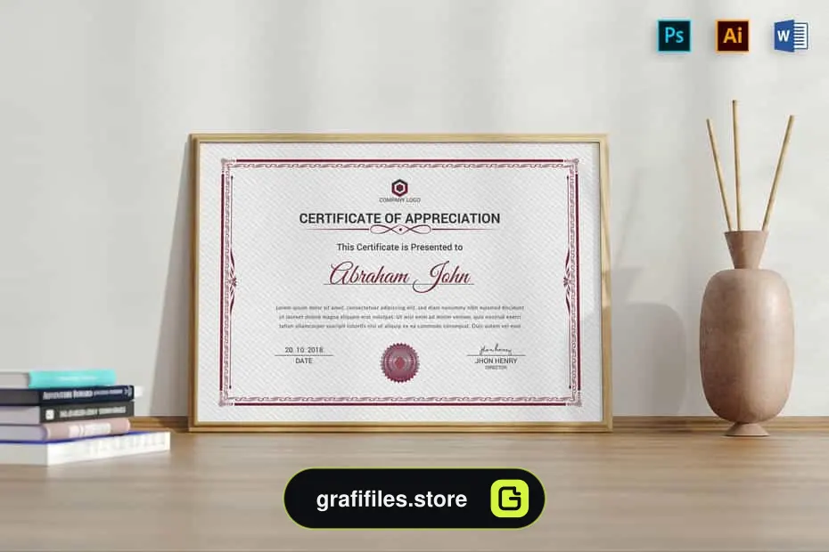 قالب آماده ورد سرتیفیکیت Certificate Word Template 2