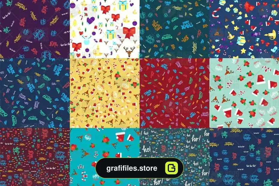 دانلود پترن ست کریسمس Christmas Seamless Patterns Set - 2 پترن ست کریسمس - 1