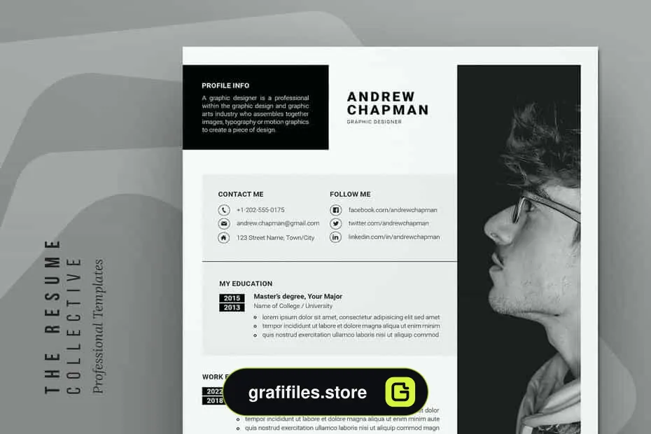 دانلود قالب آماده ورد رزومه CV Template - 1 قالب آماده ورد رزومه Dark Resume Word