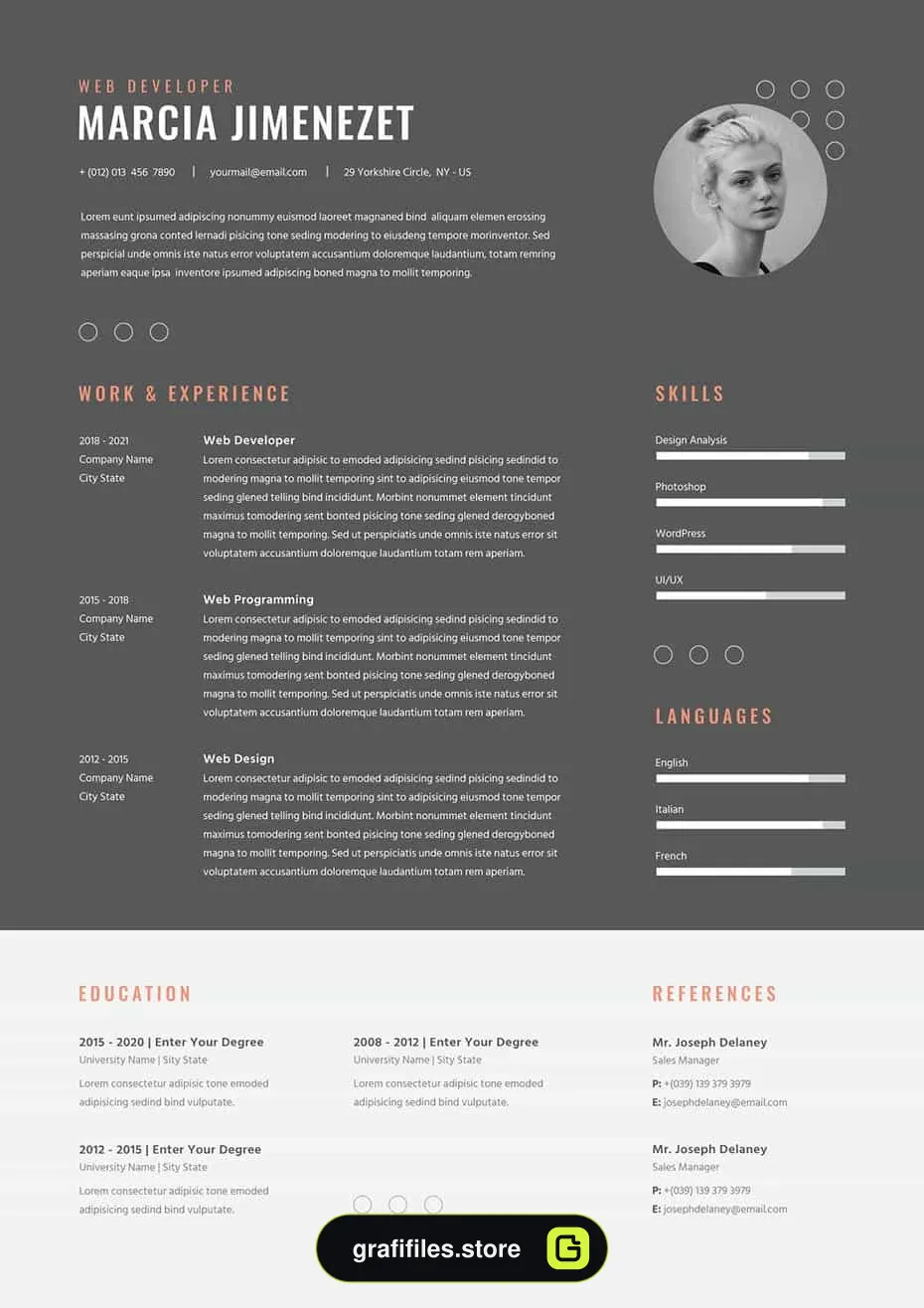 قالب آماده ورد رزومه CV Template for Word