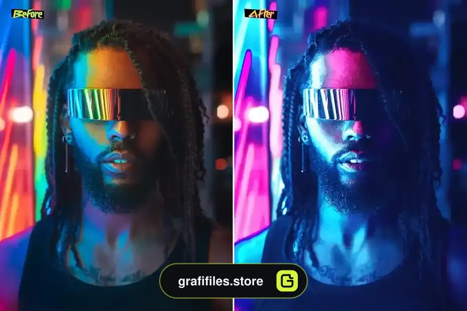 اکشن فتوشاپ ایجاد افکت سایبرپانک CyberPunk - 1