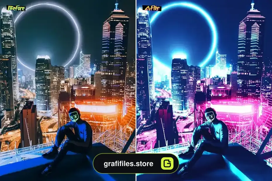اکشن فتوشاپ ایجاد افکت سایبرپانک CyberPunk - 7