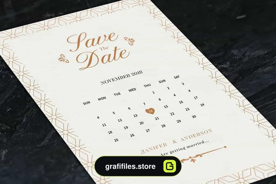 طرح لایه باز کارت دعوت عروسی Elegant Wedding Invitation