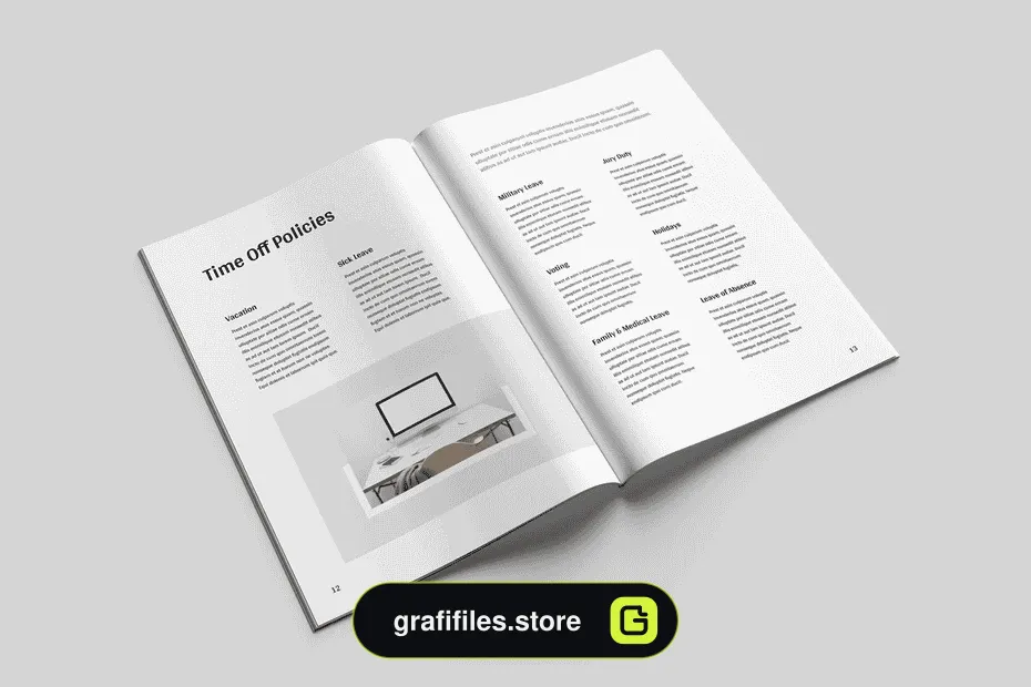دانلود قالب آماده ورد کتاب راهنمای کارمندان Employee Handbook | MS Word & Indesign - 7 قالب آماده ورد کتاب راهنمای کارمندان - 6
