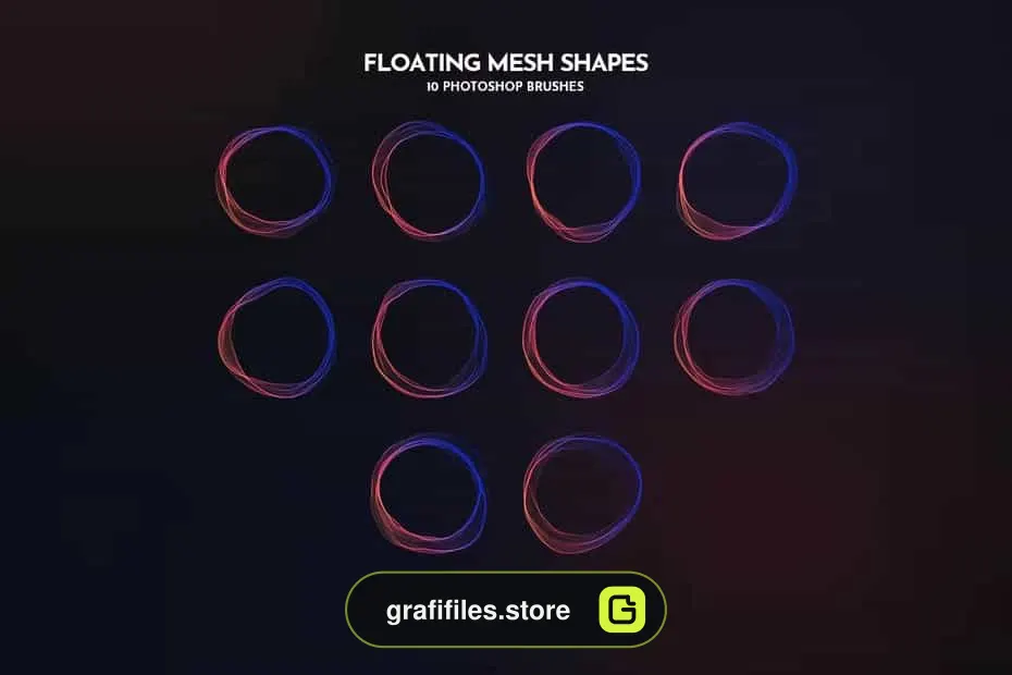 دانلود براش اشکال شناور Floating Mesh Shapes Photoshop Brushes - 22 براش اشکال شناور - 21