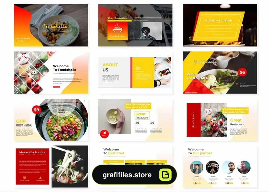 دانلود قالب پاورپوینت و گوگل اسلاید Foodaholic - Google Slides Template - 3 قالب پاورپوینت و گوگل اسلاید Foodaholic - 2
