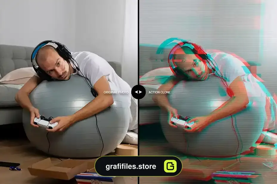 دانلود اکشن فتوشاپ افکت گلیچ Glitch Distortion Photoshop Action - 2 اکشن فتوشاپ افکت گلیچ Glitch Distortion Photoshop Action - 1
