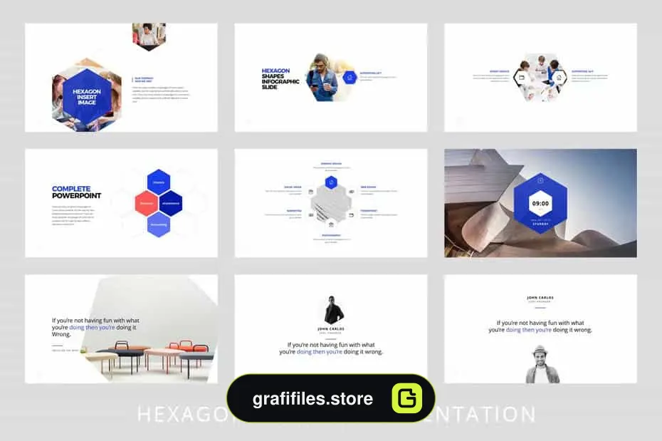 قالب پاورپوینت Hexagon - Powerpoint Template