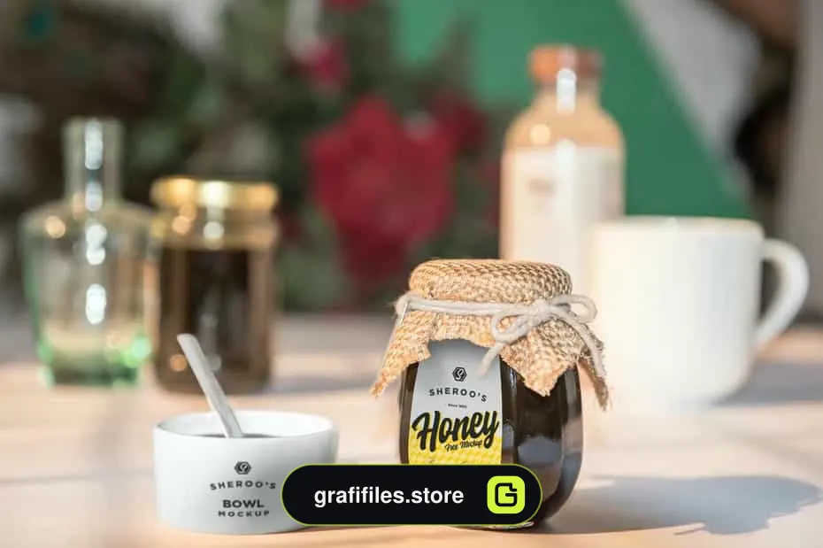موکاپ شیشه عسل Honey Jar Mockups