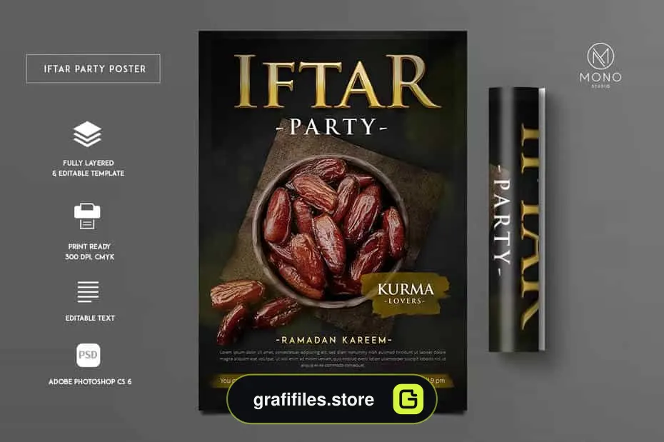 طرح لایه باز پوستر ضیافت افطار رمضان