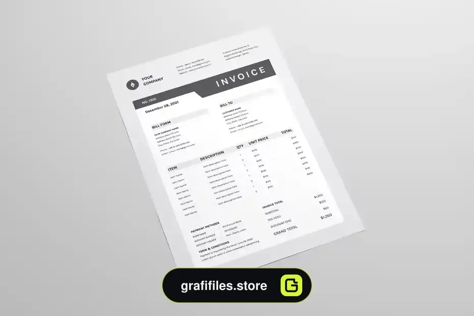 دانلود قالب ایندیزاین فاکتور Invoice | MS Word & Indesign - 6 قالب ایندیزاین فاکتور Invoice - 5