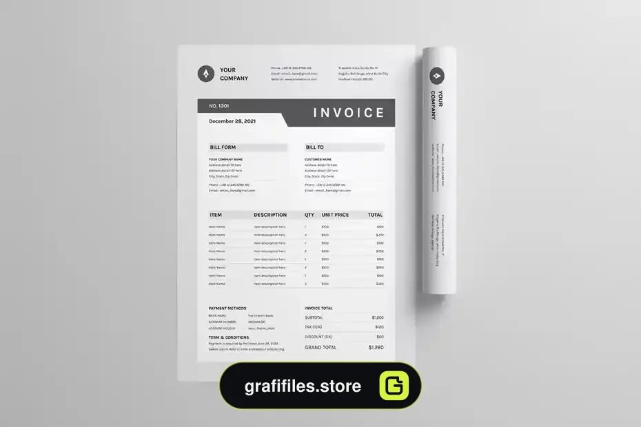 دانلود قالب ایندیزاین فاکتور Invoice | MS Word & Indesign - 8 قالب ایندیزاین فاکتور Invoice - 7