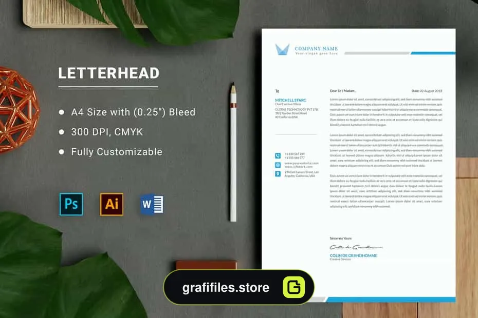 قالب آماده ورد سربرگ Letterhead Word 4