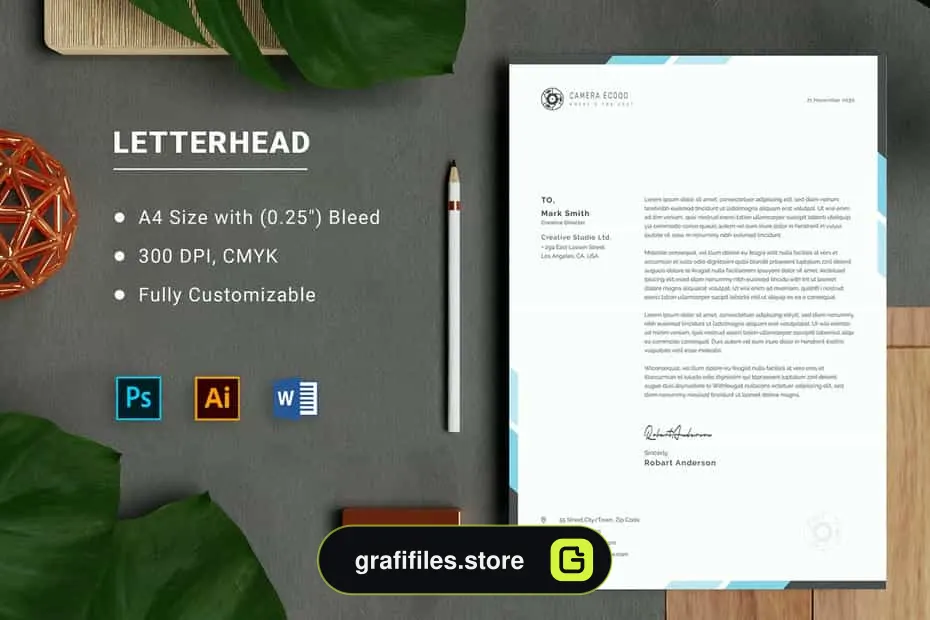 قالب آماده ورد سربرگ Letterhead Word Doc Template
