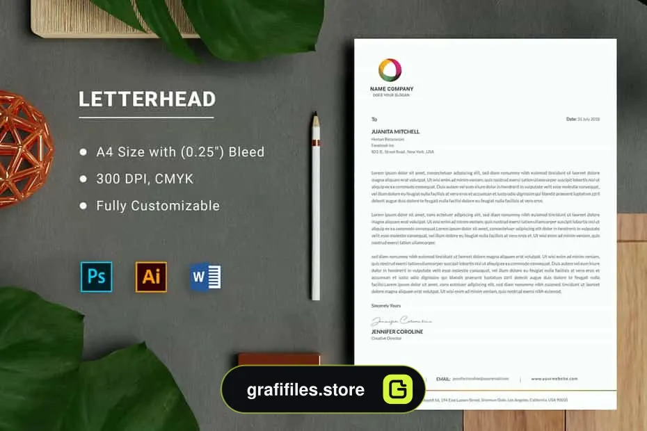 قالب آماده ورد سربرگ Letterhead Word Template