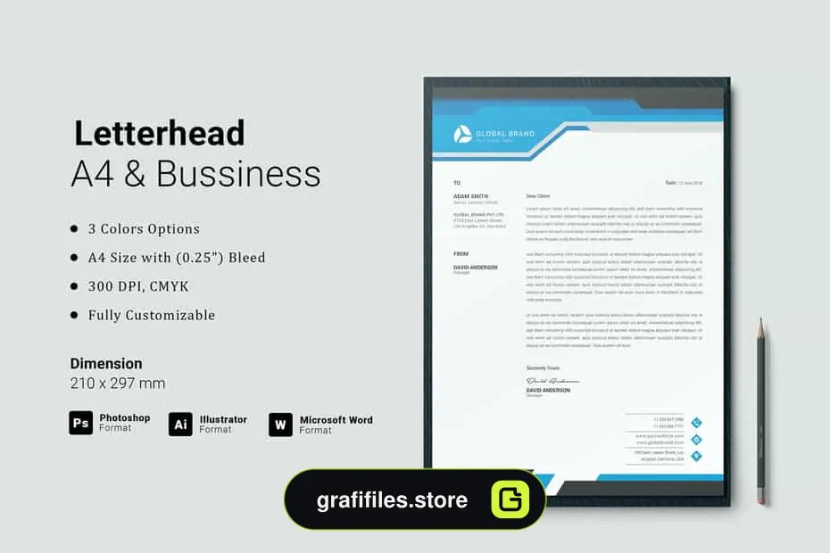 قالب آماده ورد سربرگ Letterhead Word Template 2